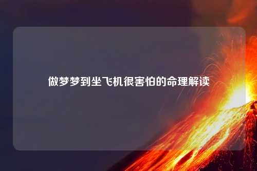 做梦梦到坐飞机很害怕的命理解读